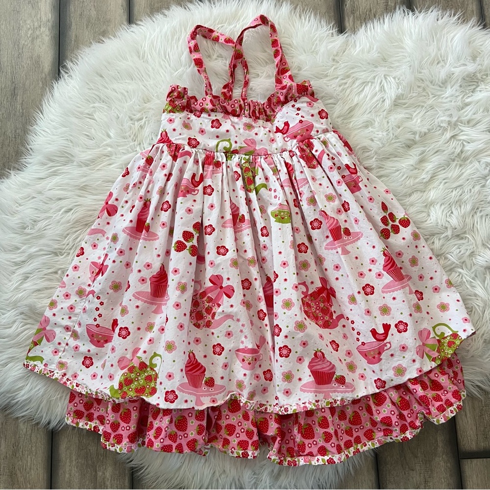 Jelly the Pug Cake Sassy Strawberry Tea Party Dress size 7
